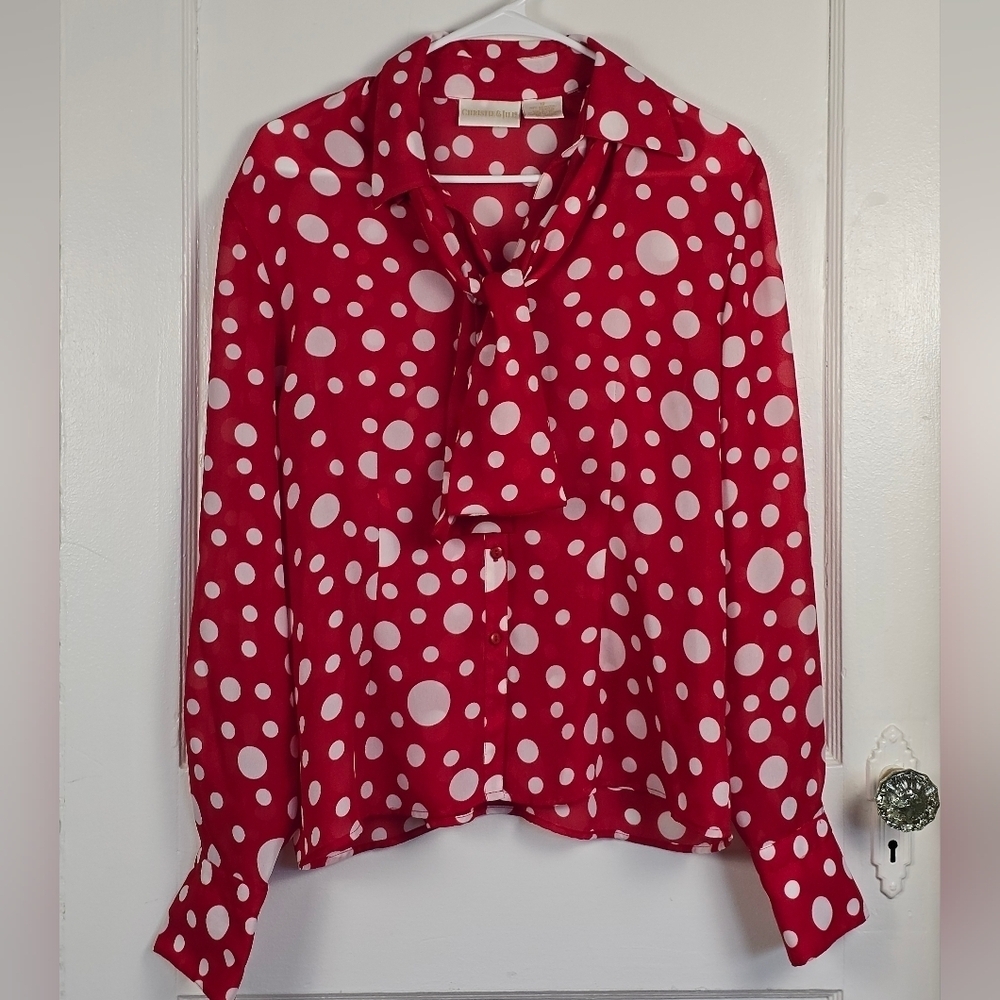 Christie & Jill Polka Dot Blouse Size 12